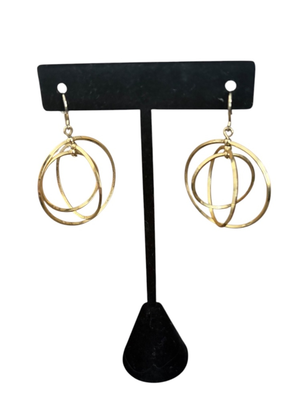 Gold Triple Hoop Orbital Dangle Earrings